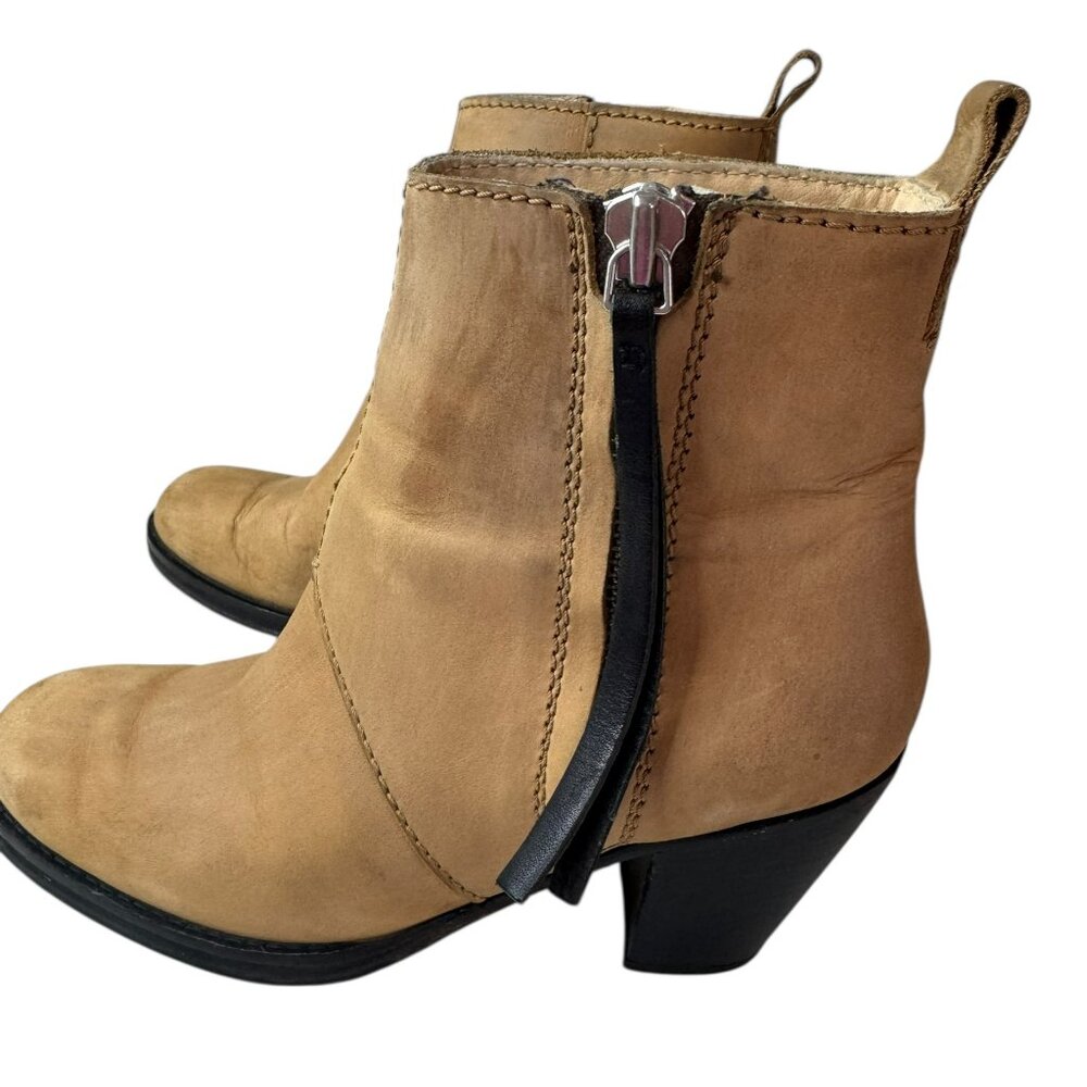 Acne Studios Pistol Nubuck Leather Ankle Boots Tan Brown Italy Women’s Size 8.5 - Picture 6 of 14
